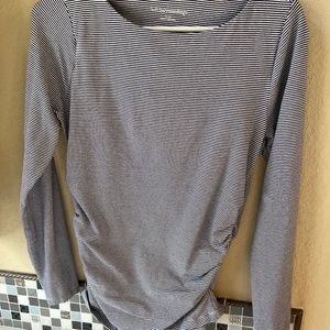 Soft Surroundings Ruched black/white long sleeve top - size Small